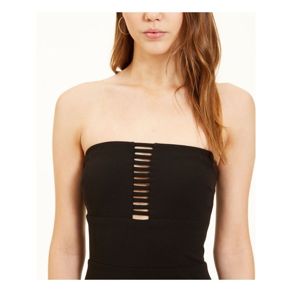 B DARLIN Womens Body Con Short Dress Black Strapless Party Juniors 3\4 - Picture 3 of 4